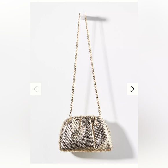 Anthropologie the Frankie RSVP Woven Gold Crossbody Clutch bag - Picture 1 of 8